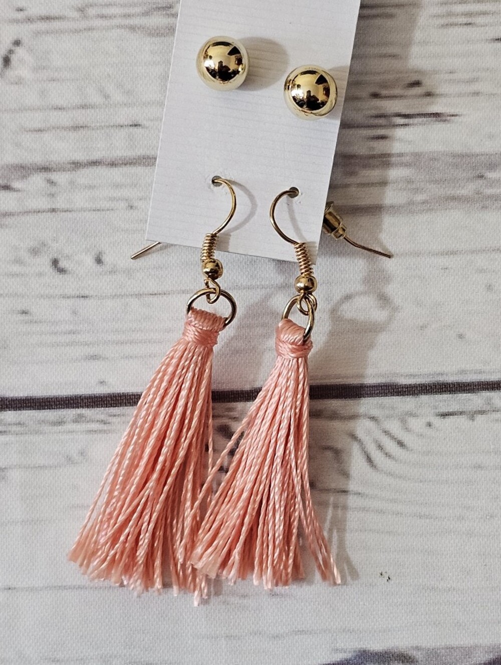 Fashion Jewelry Gold and Pink Tassel Drop Earrings